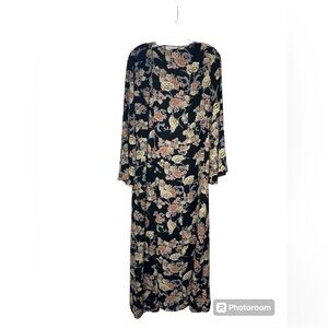 Peach Love Women's Semi Sheer Full Length Long Line Floral‎ Kimono Size XS-S